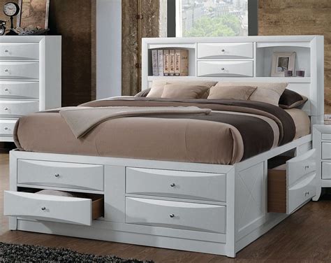 queen bed with storage white